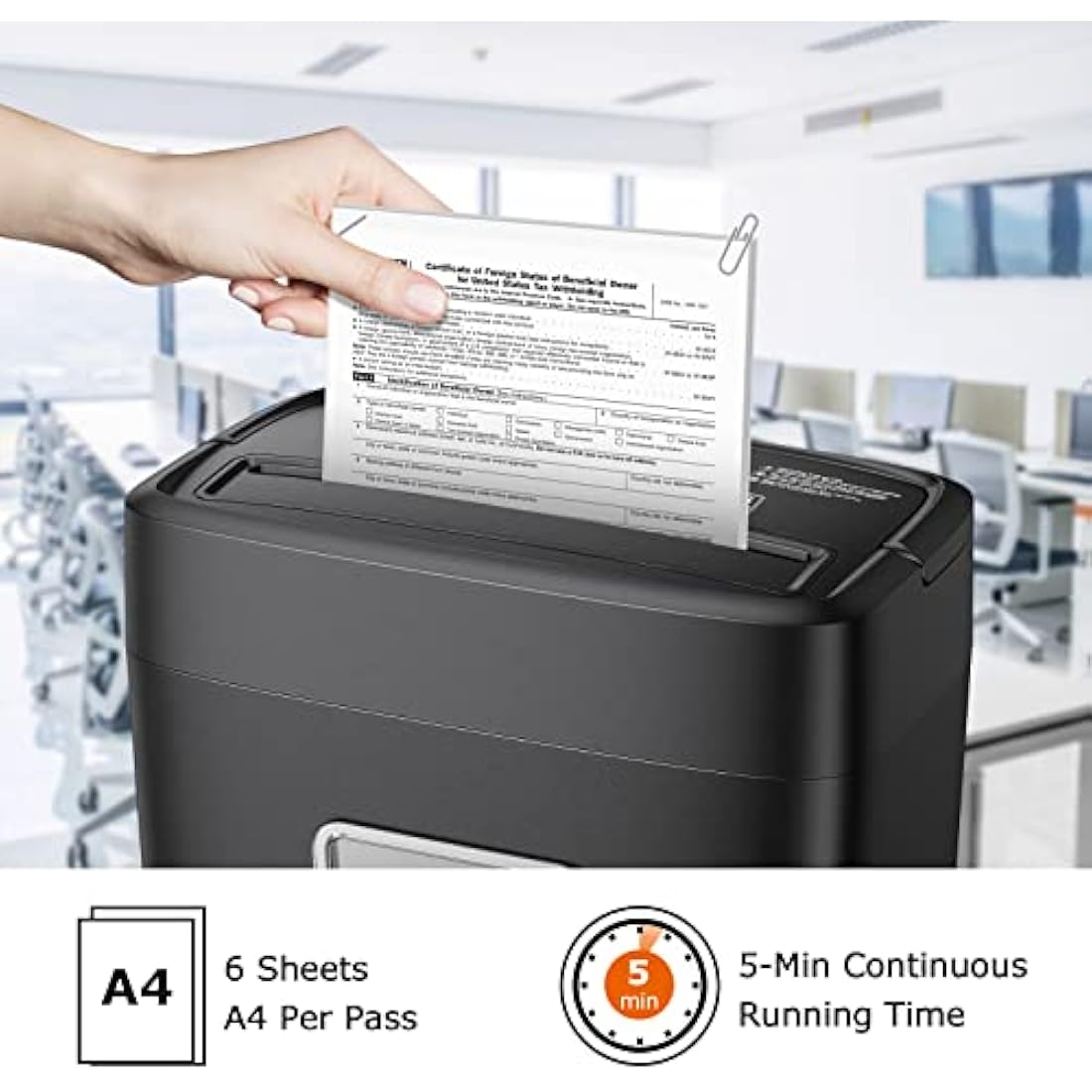 Bonsaii Micro-Cut Paper Shredder | 6-Sheet P-4 High Security (C261-D)