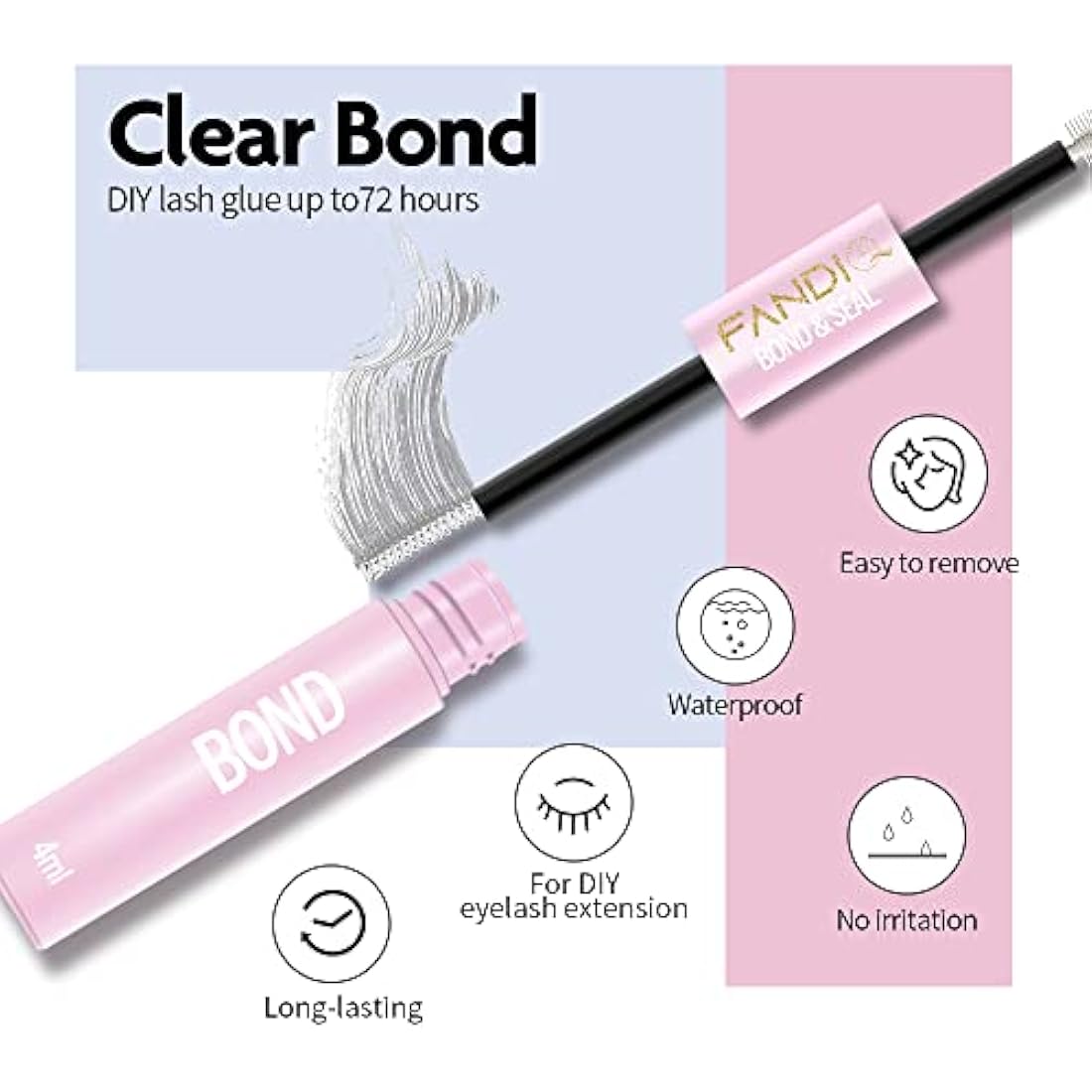 FANDIQ Lash Bond and Seal | Waterproof Cluster Eyelash Glue for DIY Extensions
