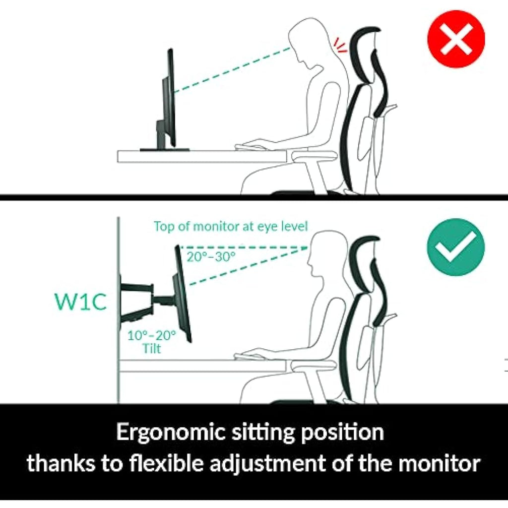 ARCTIC W1C Wall Mount Monitor Arm – For 49" Ultrawide Screens, Black