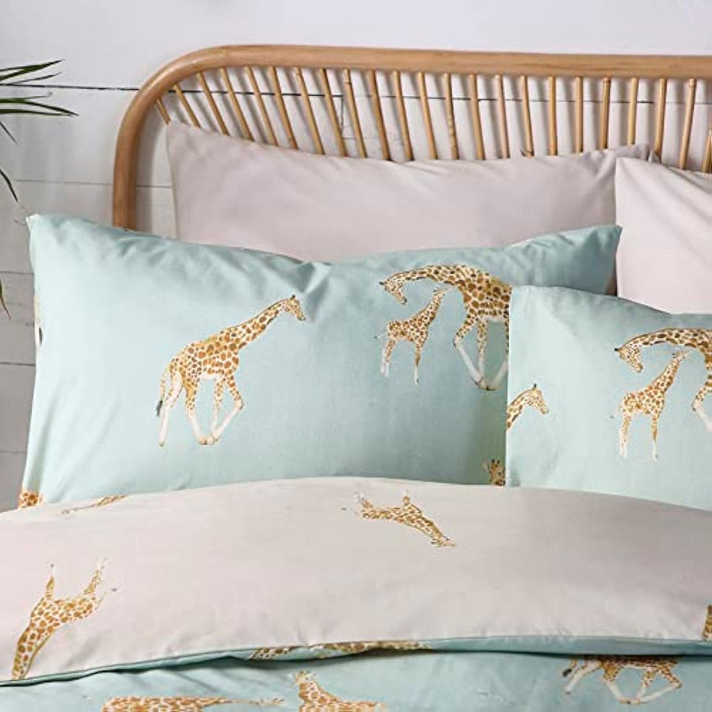 Fusion Milo Giraffe Reversible Duvet Cover Set - Duck Egg Single Bed
