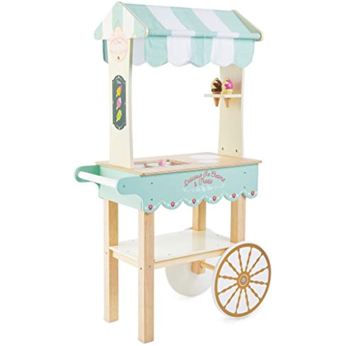 Le Toy Van Wooden Ice Cream Trolley – Kids Pretend Play Food Set