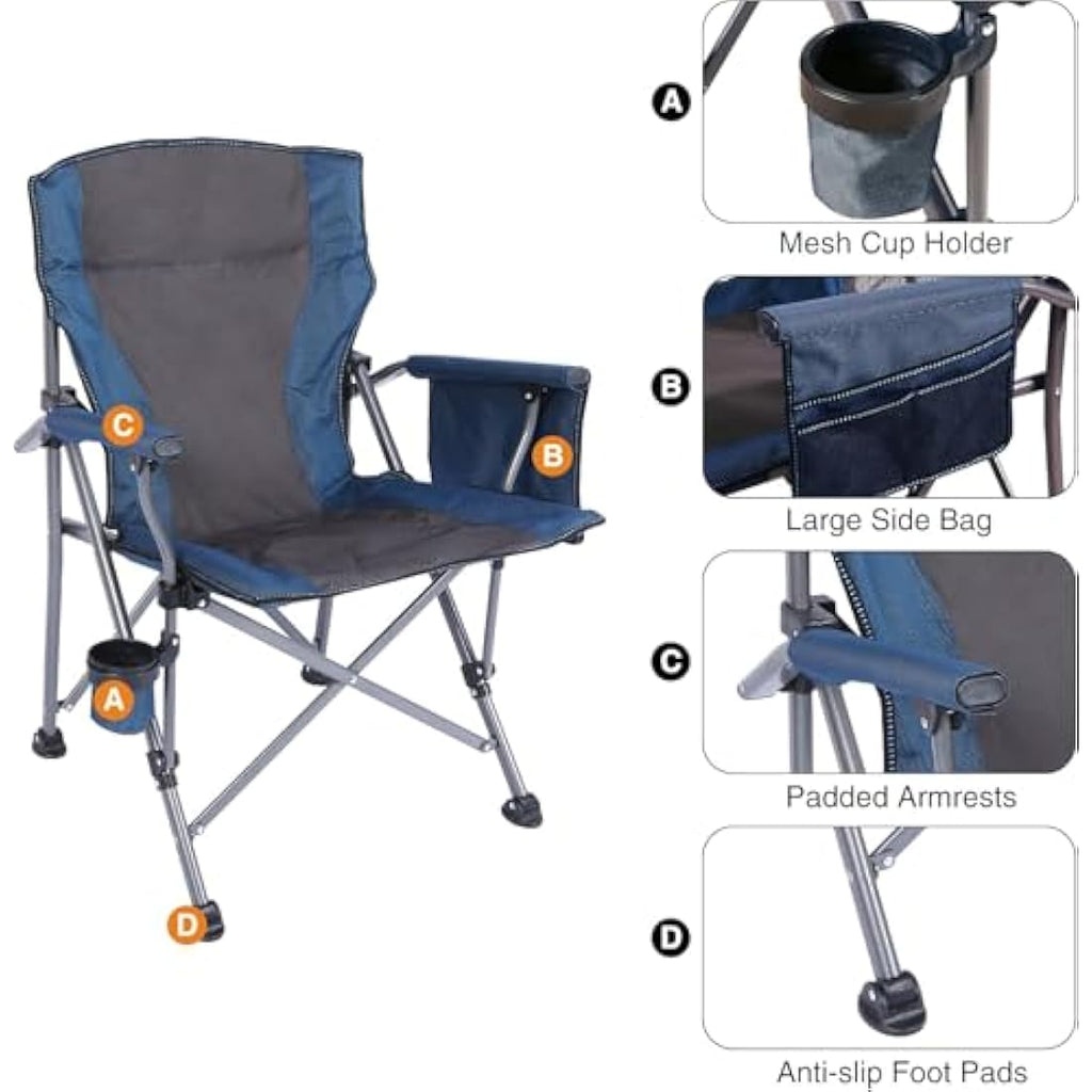 REDCAMP Oversized Folding Camping Chair | Heavy Duty 200kg - Blue