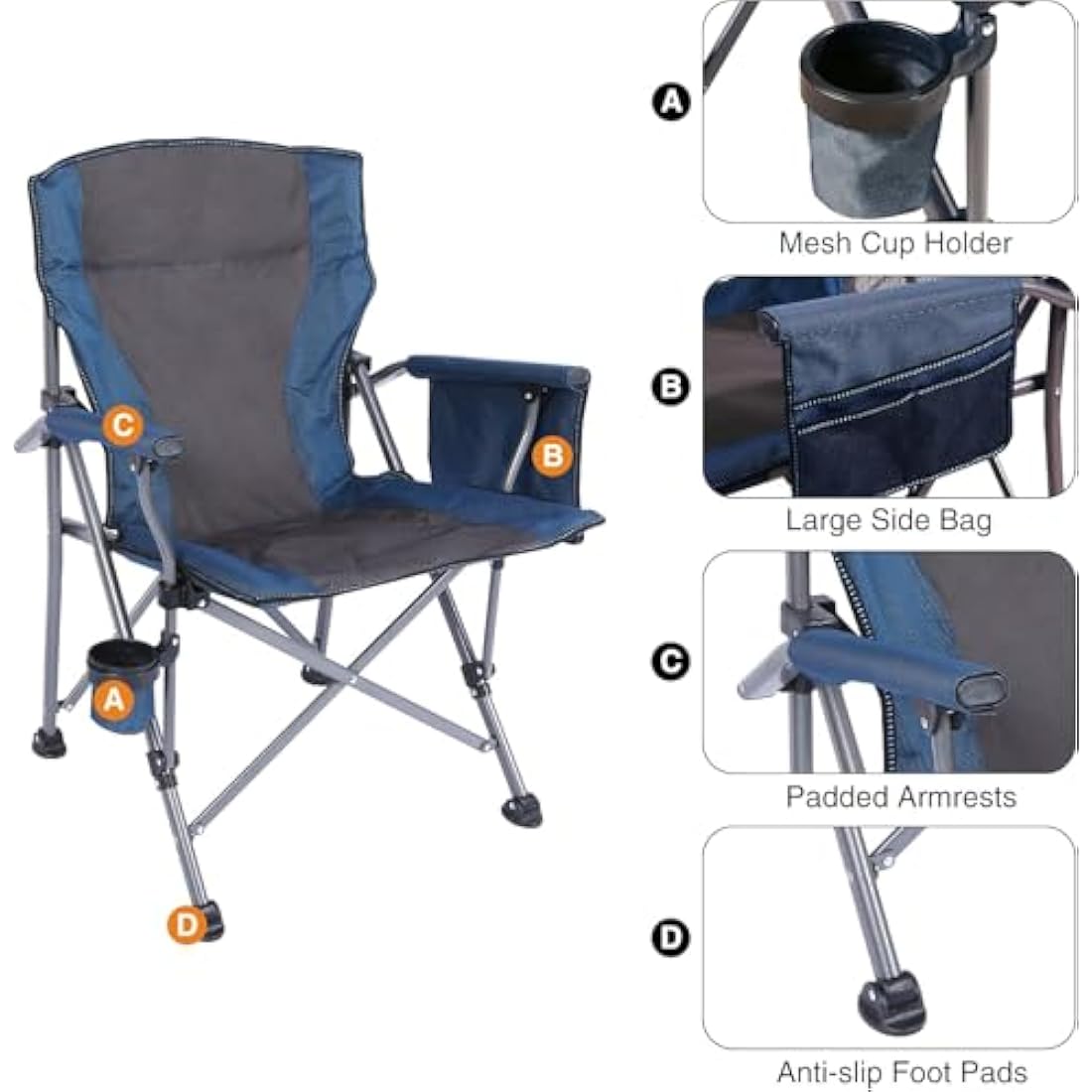 REDCAMP Oversized Folding Camping Chair | Heavy Duty 200kg - Blue