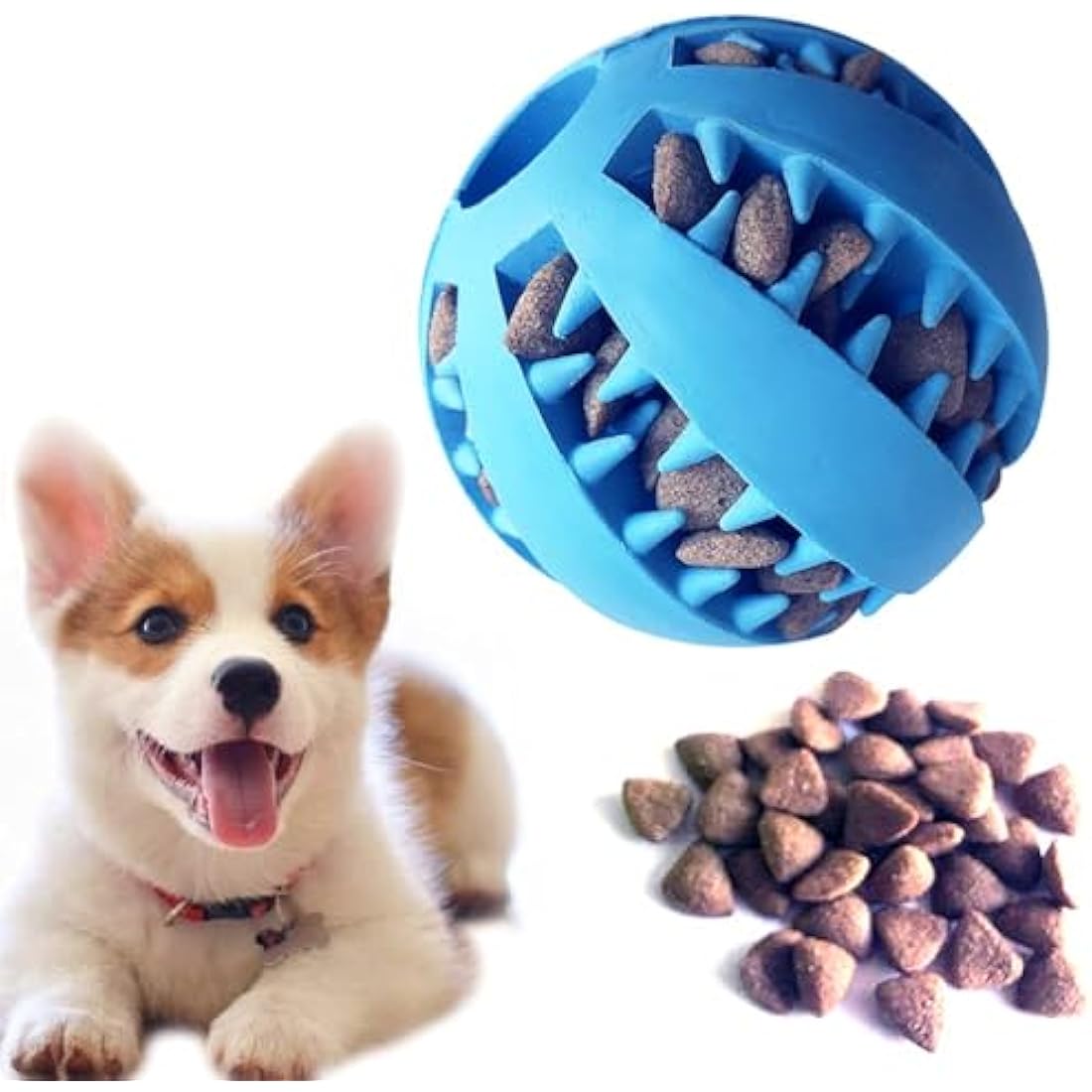 Feixun Pets Rubber Dog Treat Ball & Dental Tooth Cleaning Toy – 2 Pack