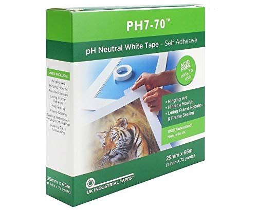 PH7-70 Acid Free Conservation Tape | White Art Mounting Tape 25mm x 66m