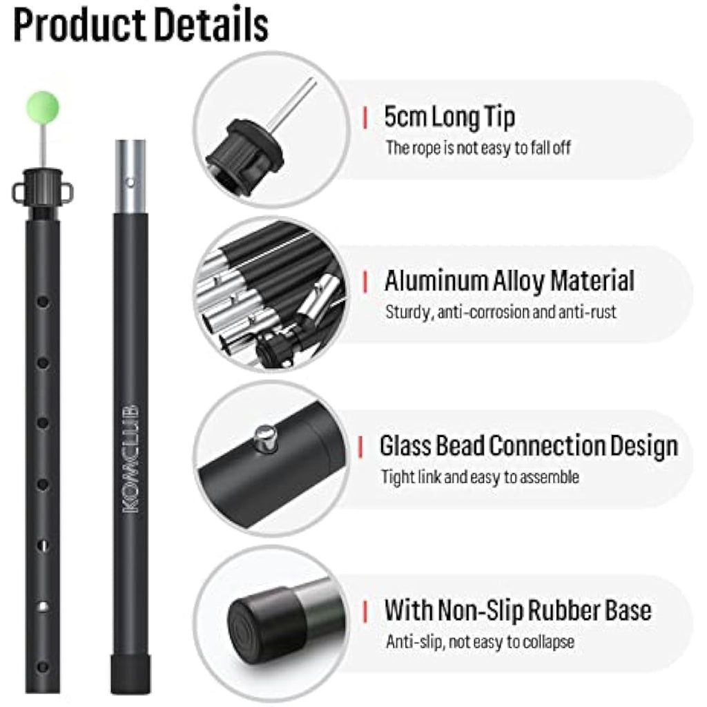 KOMCLUB Adjustable Aluminum Tarp Poles | 82" Telescoping Tent Poles