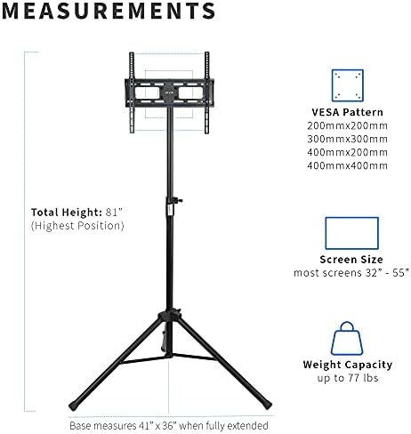 VIVO Portable TV Floor Stand – Adjustable Tripod Mount for LCD LED Screens