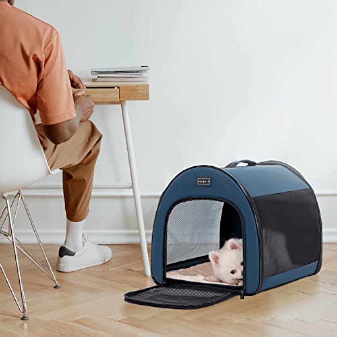 Petsfit Soft Sided Dog Crate | Portable Travel Kennel - Navy Blue