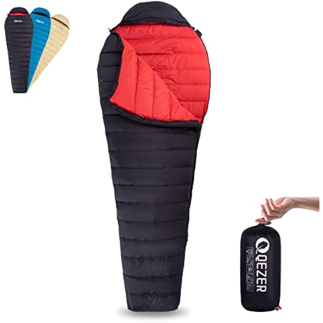 QEZER Ultralight Down Sleeping Bag | 600FP Duck Down Backpacking Gear