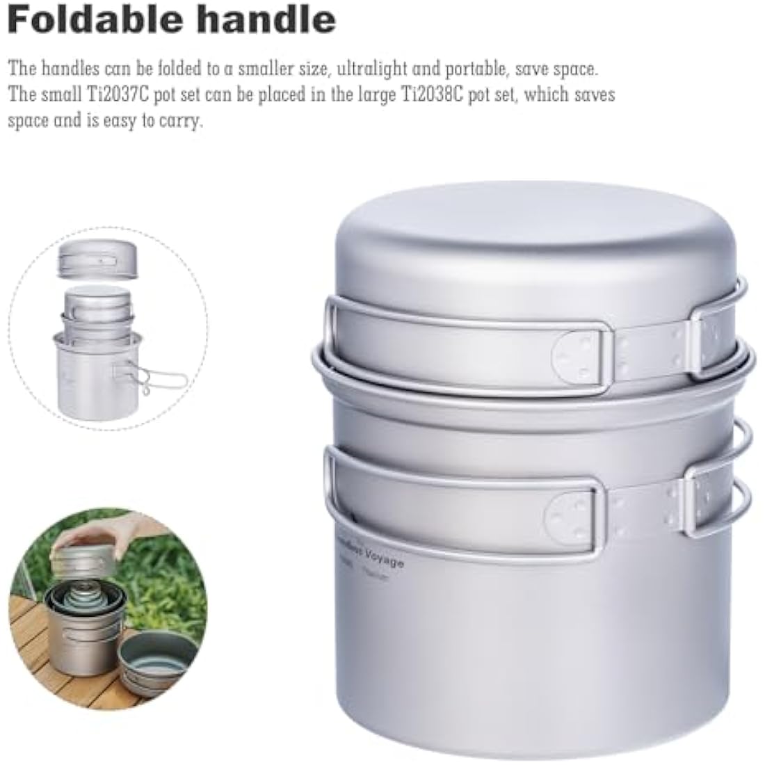 iBasingo Titanium Camping Cookware Set | Lightweight Outdoor Mess Kit