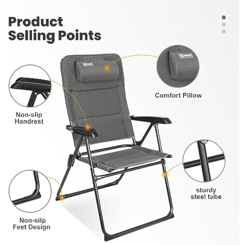 Homecall Folding Garden Camping Chair – Waterproof Olefin Padded Grey