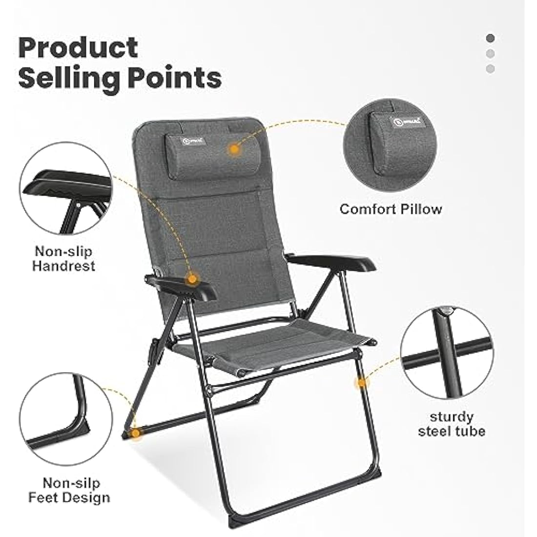 Homecall Folding Garden Camping Chair – Waterproof Olefin Padded Grey