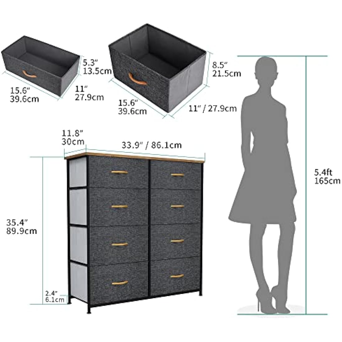 YITAHOME 8-Drawer Fabric Dresser – Storage Organizer with Steel Frame