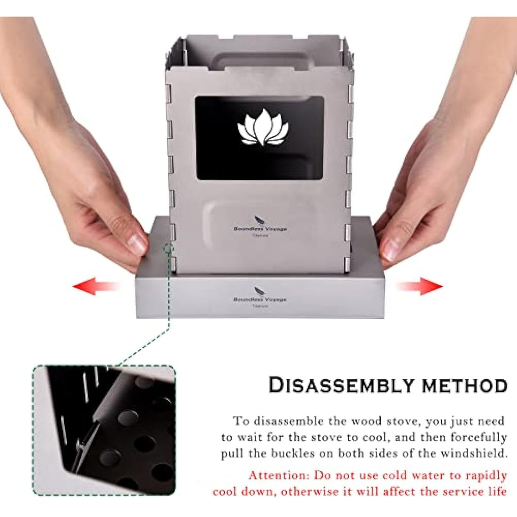 Boundless Voyage Titanium Folding Wood Stove | Portable Camping Grill