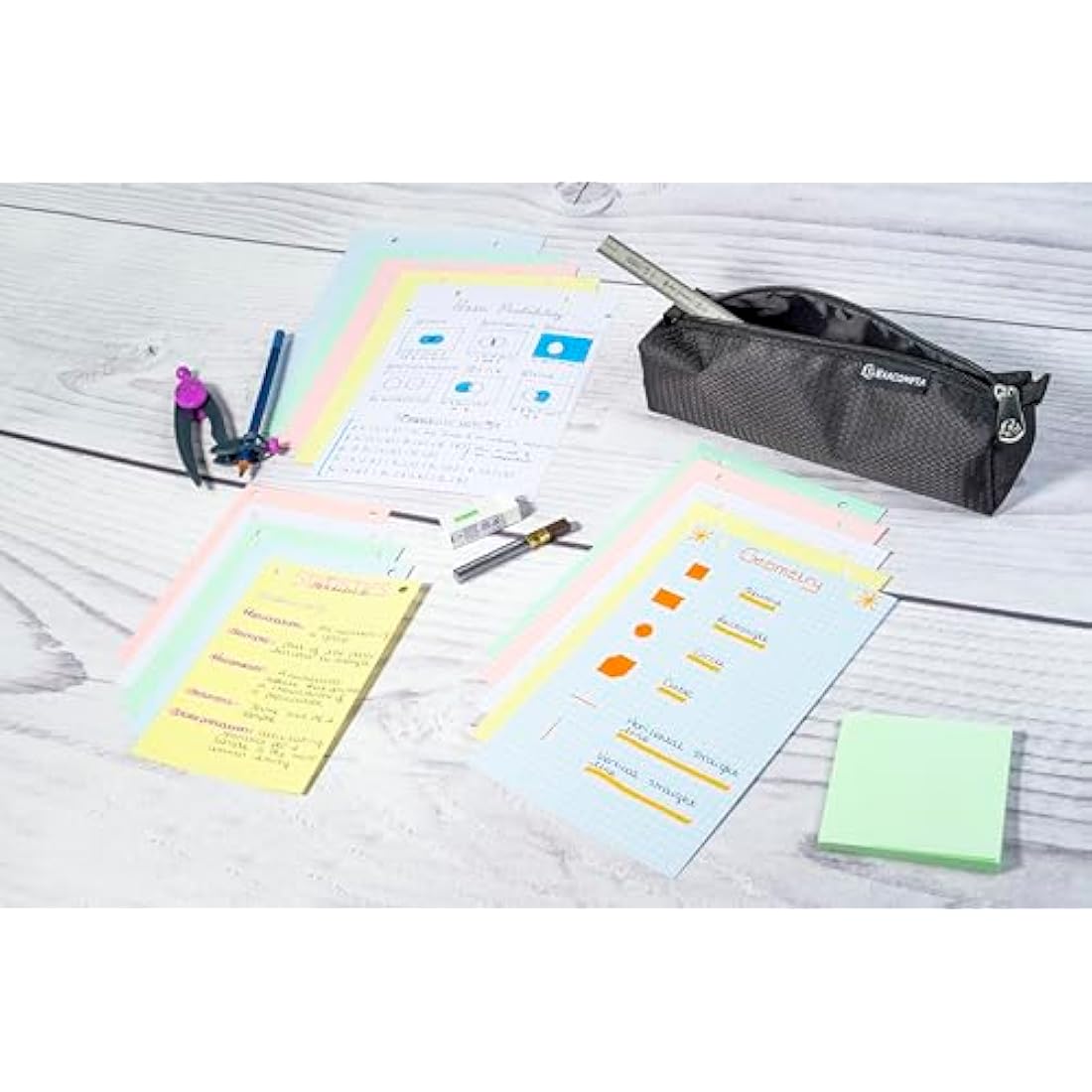 Exacompta Index Cards | 1000 Assorted 5x5 Squared Punched 100x150mm