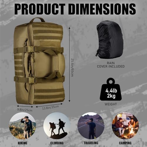 Protector Plus 60L Tactical Travel Backpack – Military MOLLE Duffel Bag