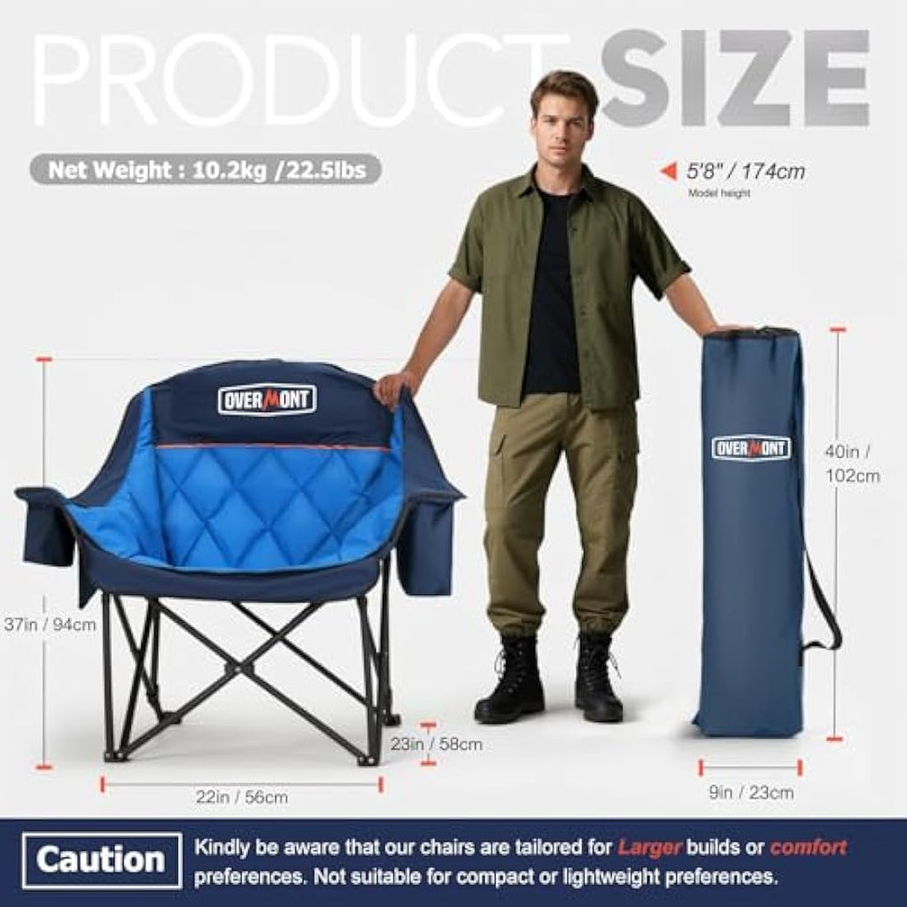 Overmont Oversized Camping Chair | Heavy-Duty Padded Folding Seat