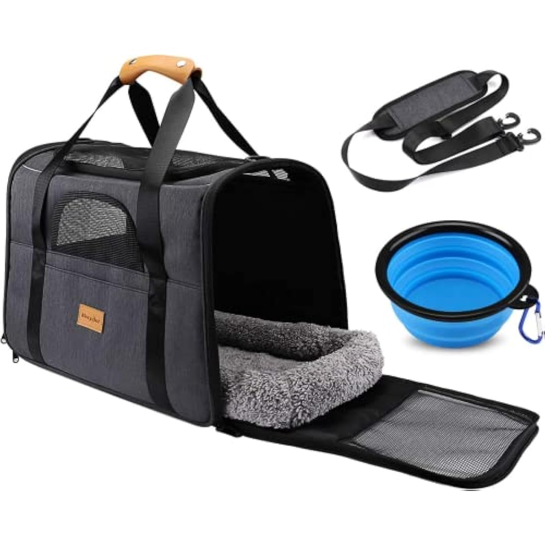 Morpilot Portable Pet Carrier – Foldable Mesh Dog and Cat Bag, Grey