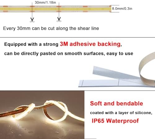TOPAI 24V COB LED Strip 10M – 4000K Natural White IP65 Waterproof