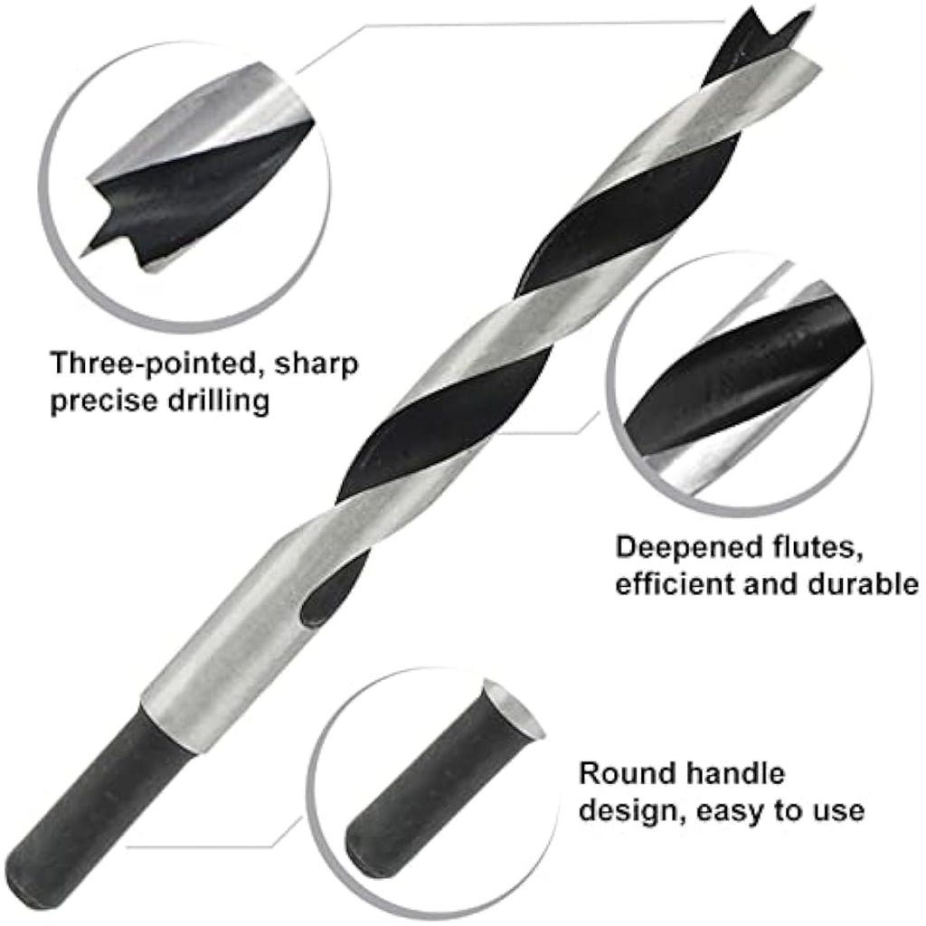NORTOOLS 25-Piece Brad Point Wood Drill Bit Set | 1/4" Hex Shank HCS