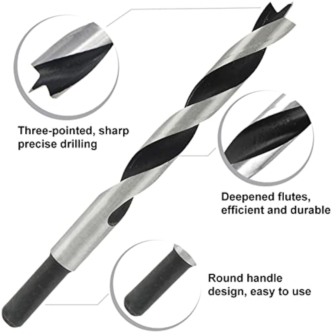 NORTOOLS 25-Piece Brad Point Wood Drill Bit Set | 1/4" Hex Shank HCS