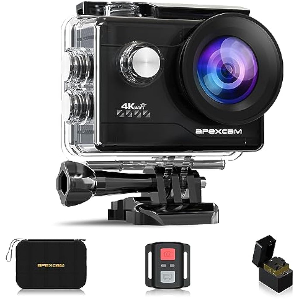 Apexcam 4K Action Camera | 20MP Waterproof Sports Cam with Remote