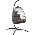 Vita5 Foldable Hanging Egg Chair with Frame | Polyrattan - Dark Grey