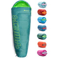 Meteor YMER Kids Sleeping Bag – Lightweight 4-Season Mummy Gear, Green