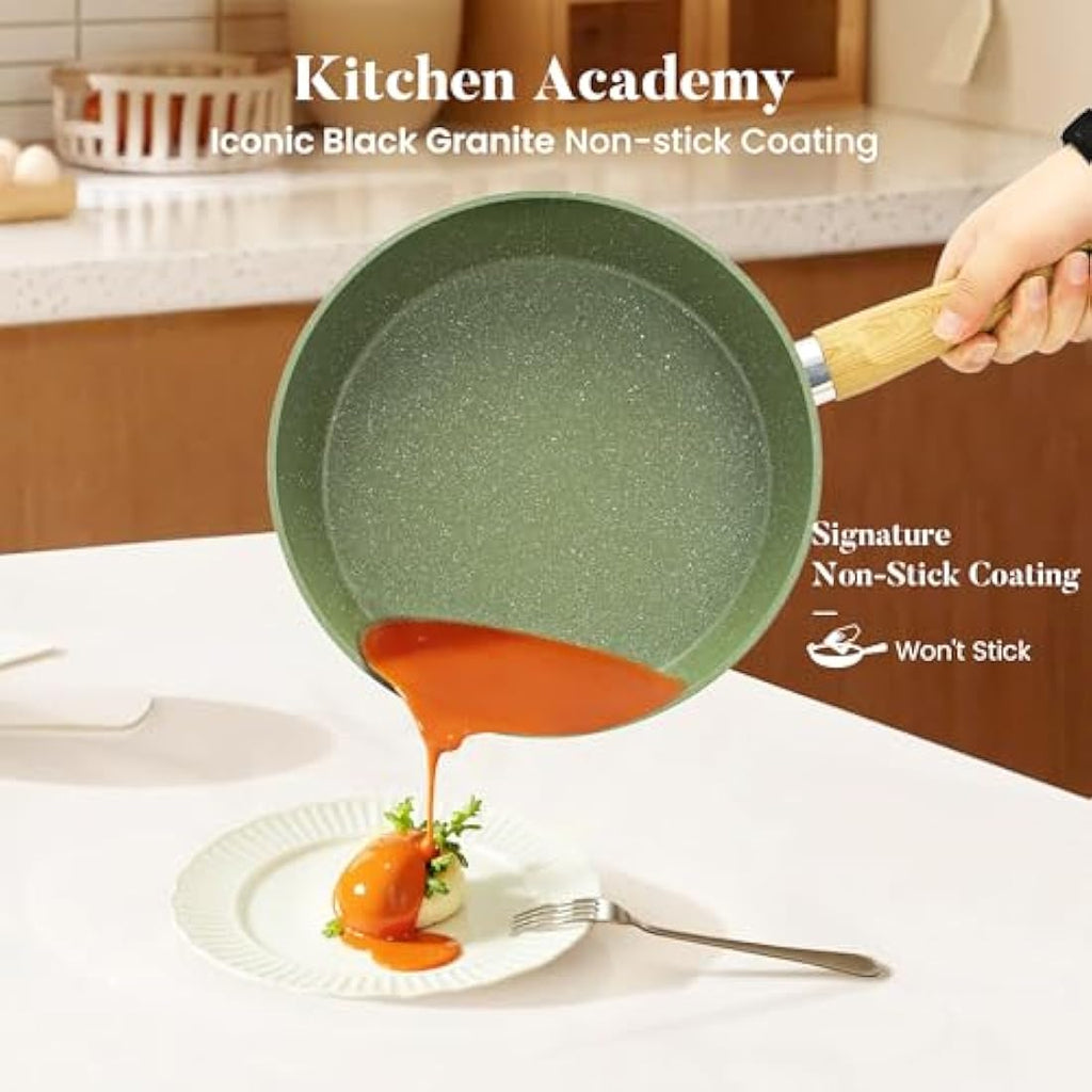Kitchen Academy 17-Piece Nonstick Cookware Set | Induction Granite Pots & Pans