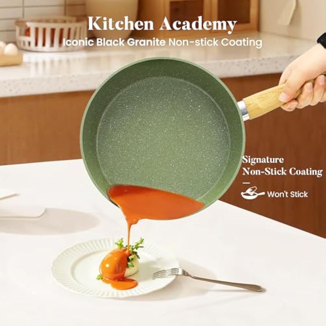 Kitchen Academy 17-Piece Nonstick Cookware Set | Induction Granite Pots & Pans