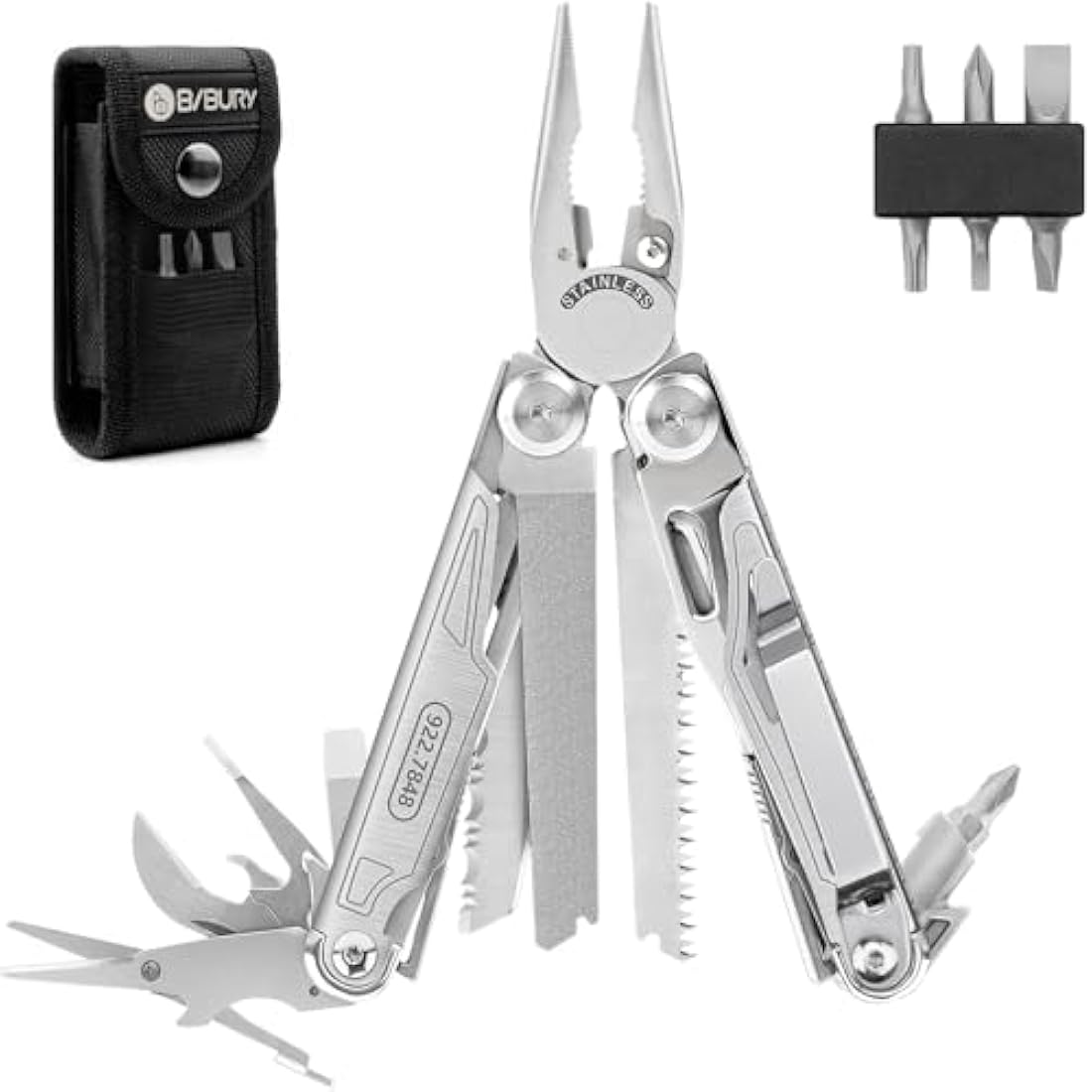 BIBURY Multitool Pliers | Stainless Steel Foldable Tool with Pouch