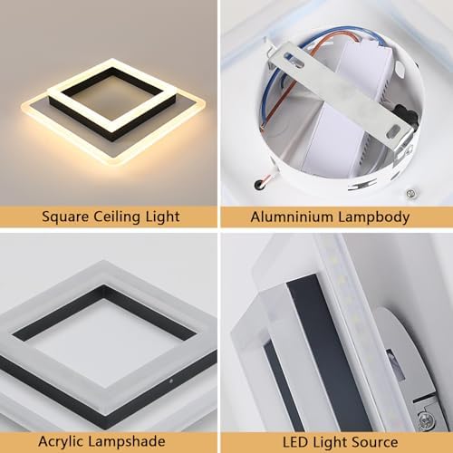 DELIPOP 30W Square LED Ceiling Light – Modern 3000K Warm Light Lamp