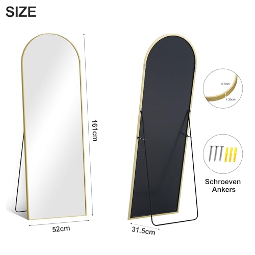 COFENY Arch Full Length Mirror | 161x52cm Gold Aluminum Floor Mirror