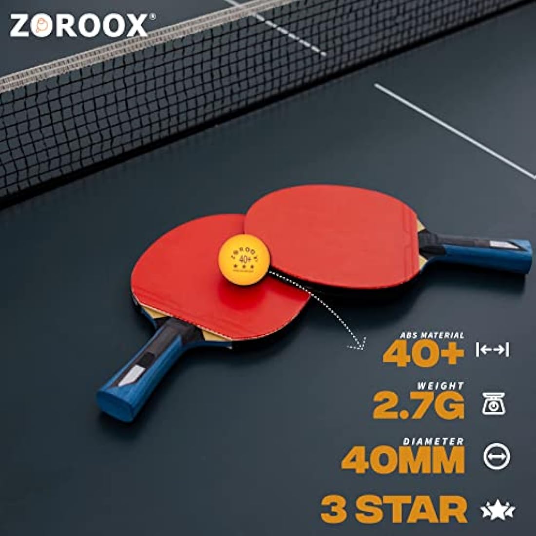 ZOROOX 3-Star Table Tennis Balls | 40+ ABS Competition Ping Pong Balls