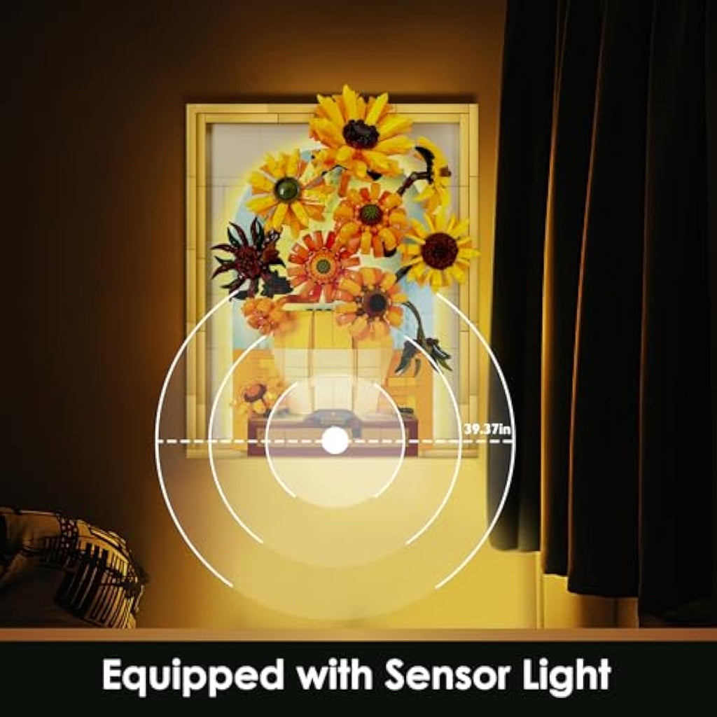 JMBricklayer Van Gogh Sunflower 3D Wall Art Building Set with Lights | 1166PCS