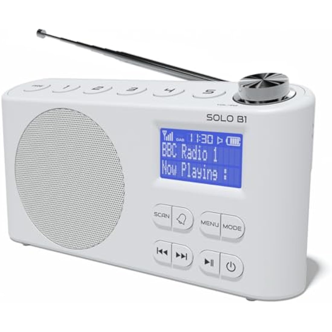 Azatom Solo B1 Portable DAB/DAB+ & FM Digital Radio with Bluetooth – White