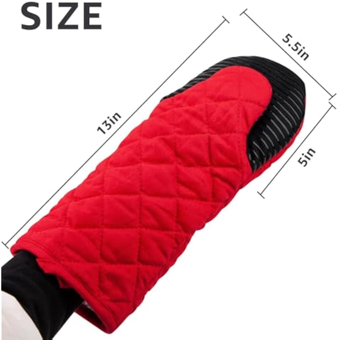 AYADA Silicone Oven Mitts – 13" Long Heat Resistant Gloves, 2 Pack Red
