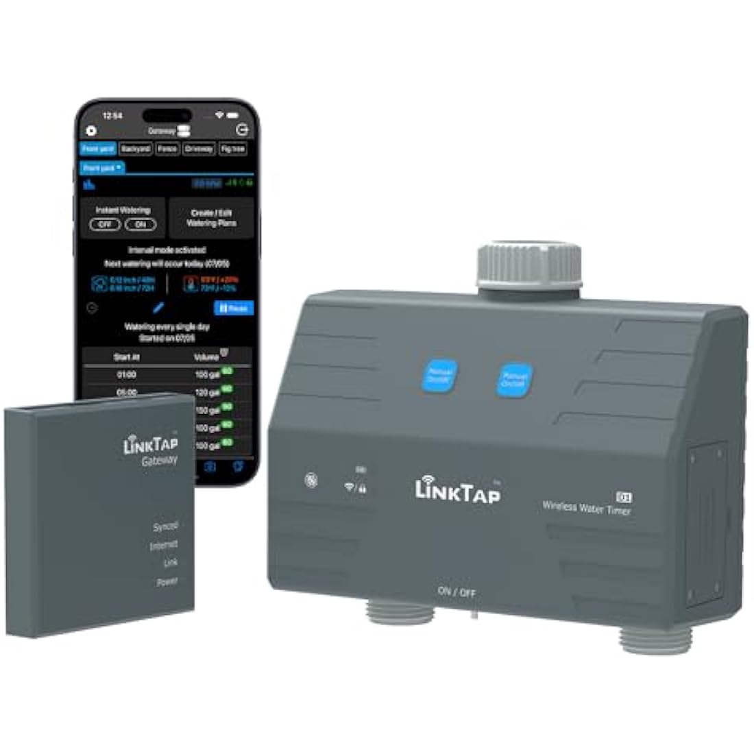 LinkTap D1 2-Zone Wireless Water Timer | Smart Hose Tap with Flow Meter