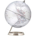 Exerz 25cm World Globe – Metallic Silver Desk Decor with Steel Stand