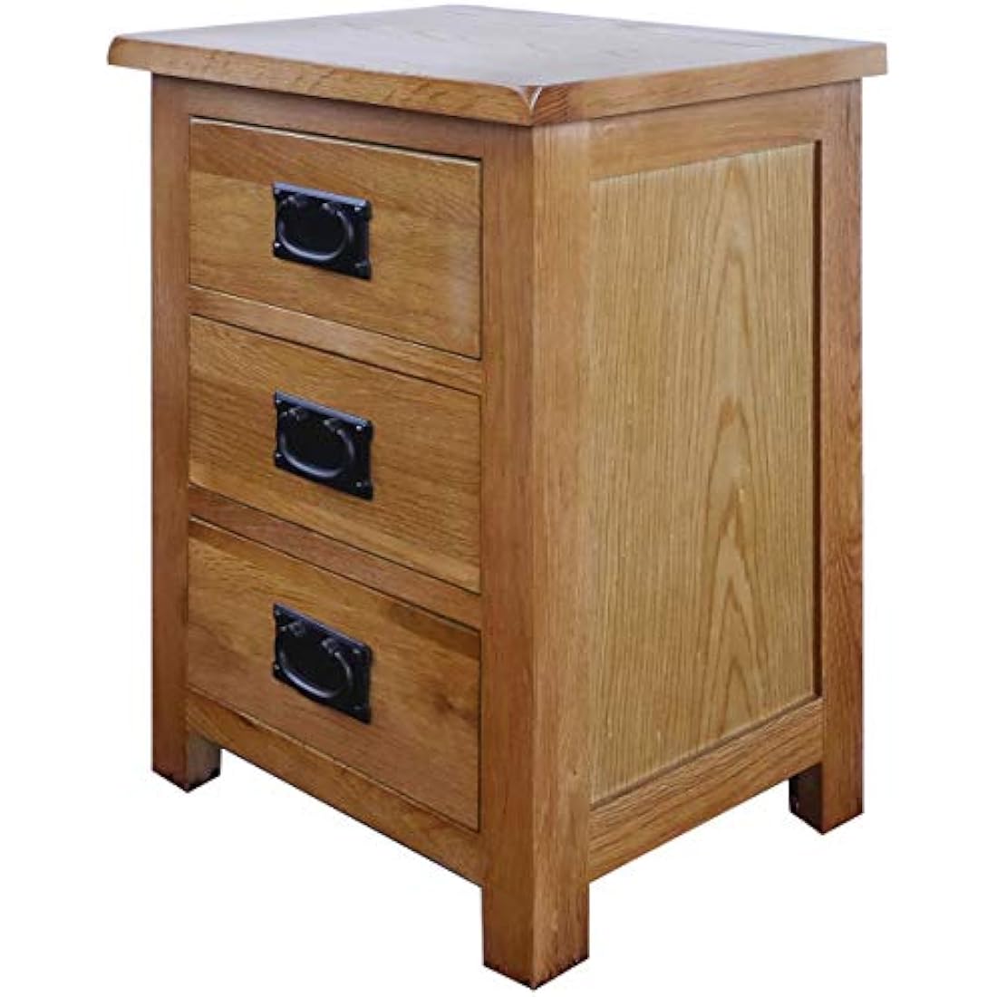 Aurotrice Solid Oak Bedside Table – 3 Drawer Modern Nightstand