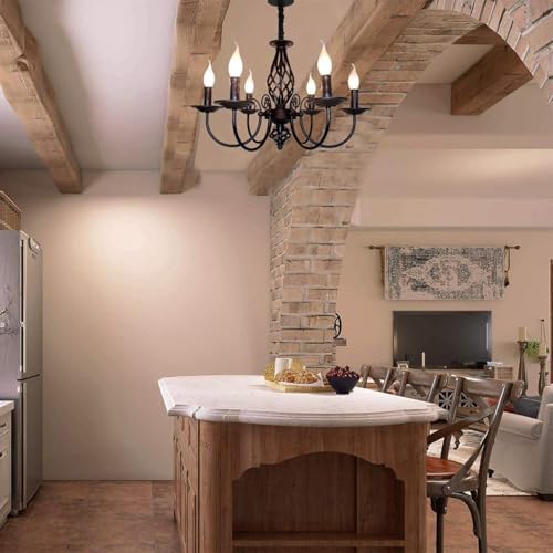 Jolof Store French Country 6-Light Farmhouse Wrought Iron Chandelier
