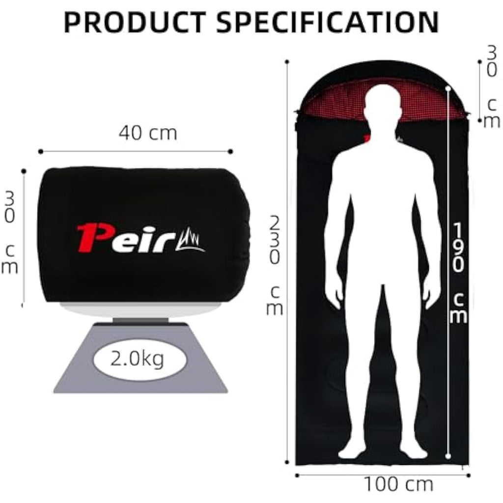 Peirhw XL Sleeping Bag – Extra Wide 3-Season Waterproof Cotton Camping Bag