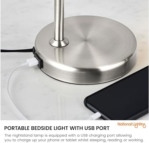 Gooseneck Desk Lamp – LED Bedside Light with USB Port