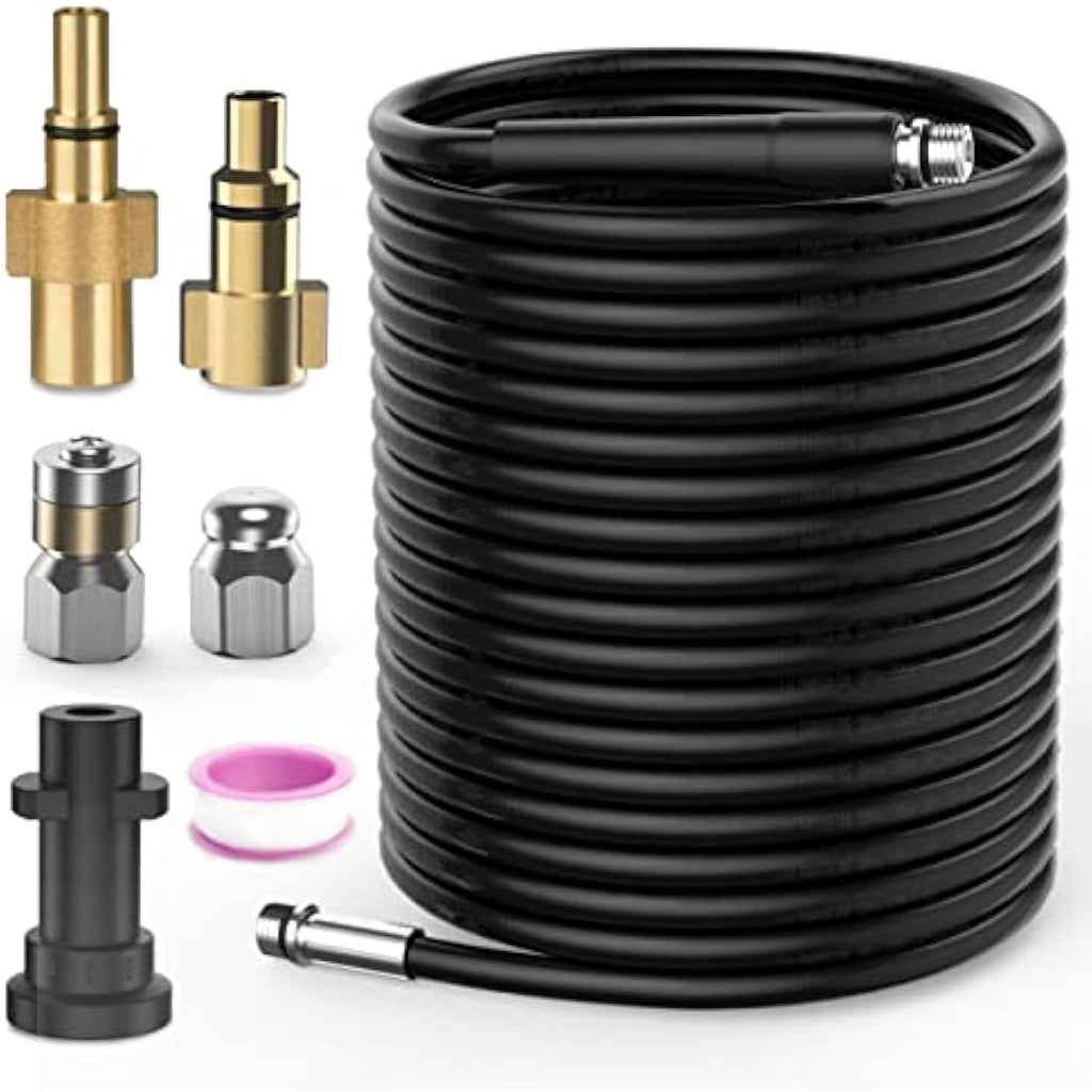 OHAYORI 15M Sewer Jetter Hose Kit for Karcher K2-K7, Lavor & Bosch AQT