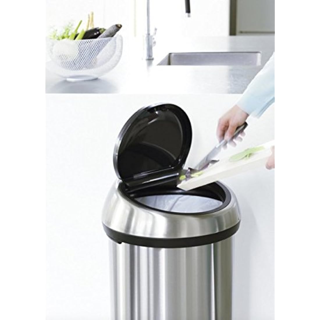 Brabantia Touch Bin – 60L Brilliant Steel Kitchen Waste Bin