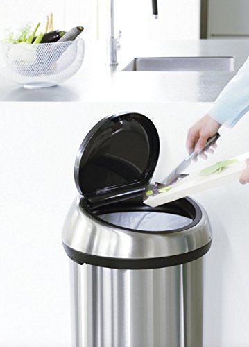 Brabantia Touch Bin 60L - Matt Black & Steel Kitchen Waste Bin