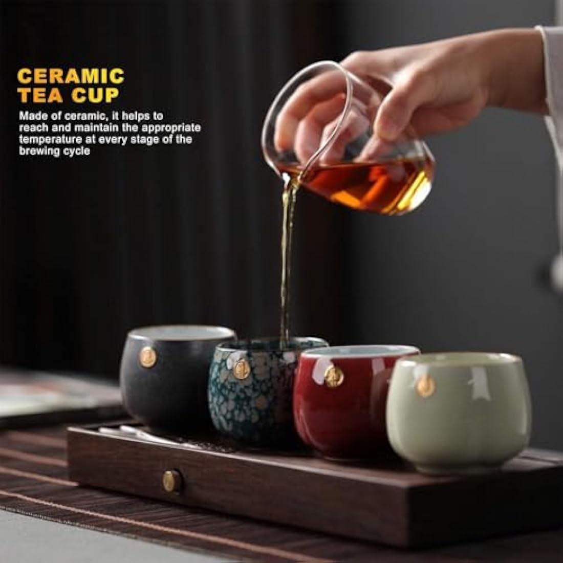 Jolof Store 4-Piece Ceramic Kung Fu Tea Cup Set – Retro Sake Mugs
