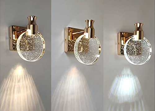 KRIPINC Crystal Wall Sconce – Nordic LED Art Deco Light for Bedroom, Silver