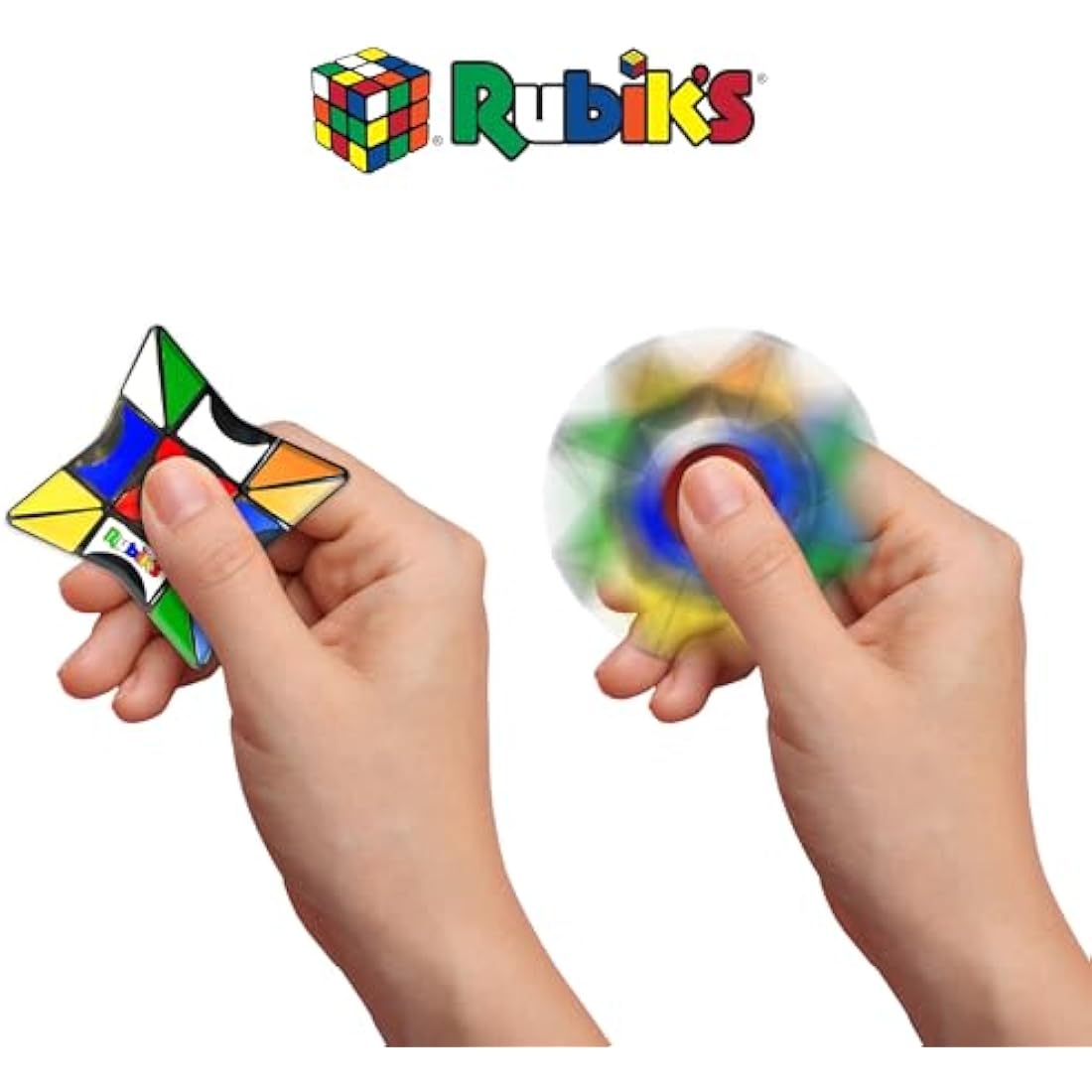 Rubik's Magic Star Spinner – 2-in-1 Fidget Toy and Brain Teaser Puzzle