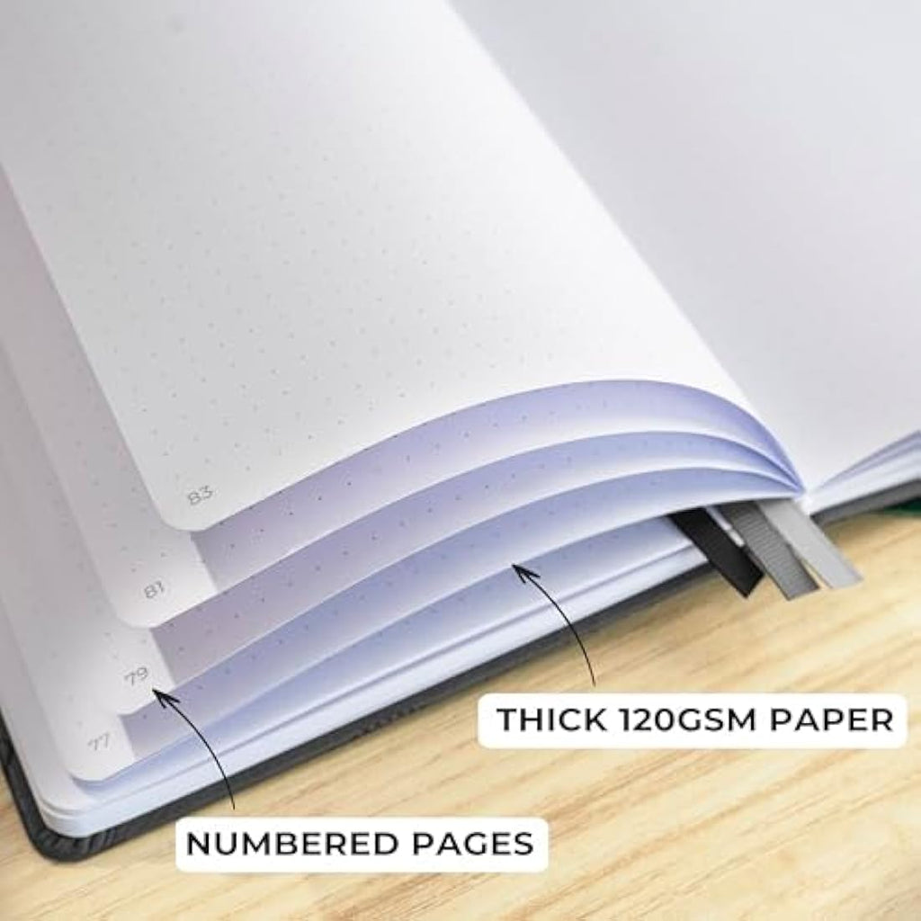 Clever Fox Dotted Journal 2.0 – A5 Dot Grid Notebook, 120 GSM, Black